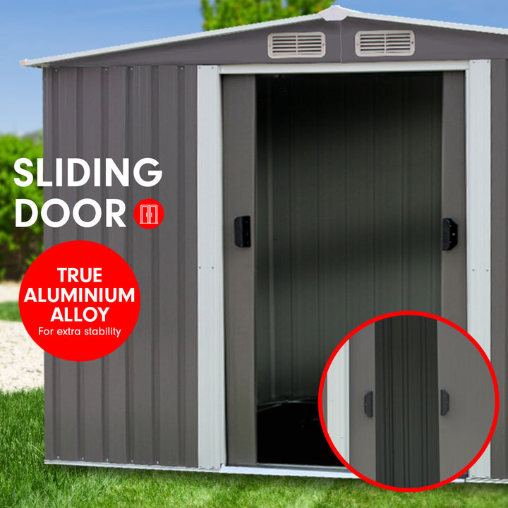 Wallaroo 6ft x 8ft Garden / Storage Shed - Spire Roof - Grey