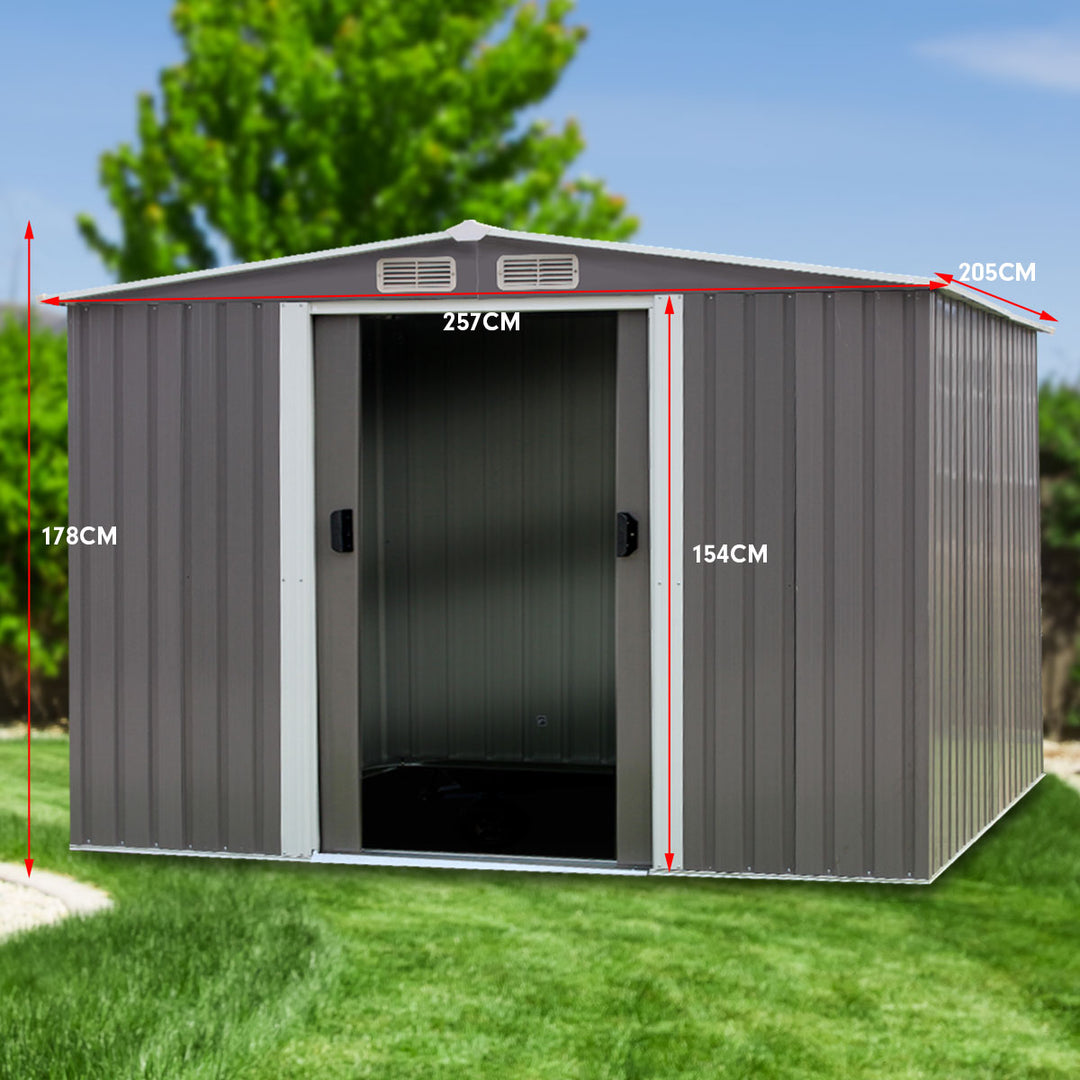 Wallaroo 6ft x 8ft Garden / Storage Shed - Spire Roof - Grey