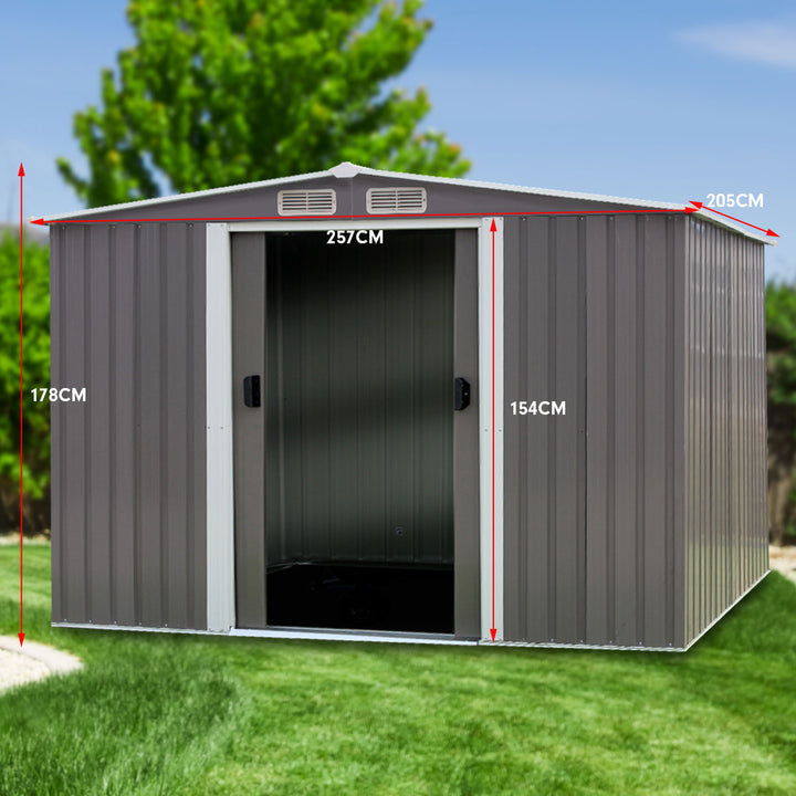 Wallaroo 6ft x 8ft Garden / Storage Shed - Spire Roof - Grey