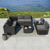 9pc Modular Outdoor Lounge - Sofa, Armchairs & Coffee Table