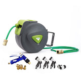 20m Retractable Hose Rewind Reel - Wall Mounted + Brass Gun