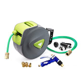 30m Retractable Hose Rewind Reel - Wall Mounted + Brass Gun