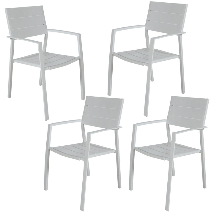 Percy x4 Outdoor Dining Chairs - Aluminium Frame - White