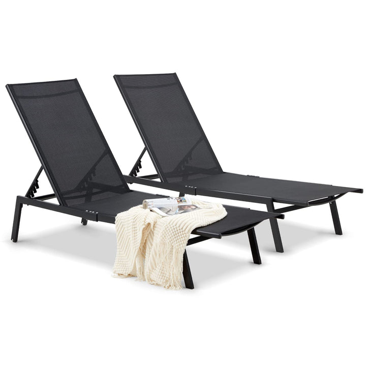 Sirocco Sunloungers - Adjustable - Set of 2 - Black
