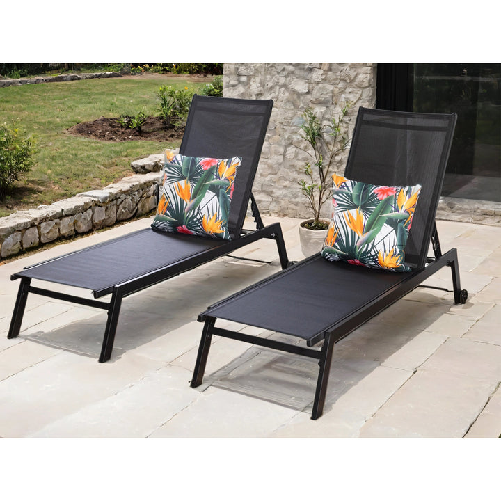 Sirocco Sunloungers - Adjustable - Set of 2 - Black