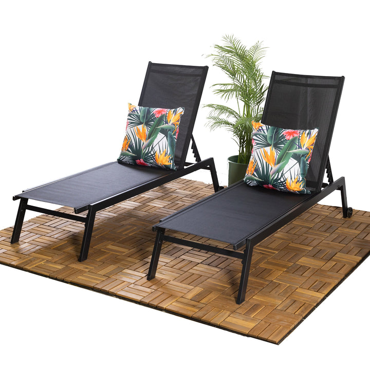 Sirocco Sunloungers - Adjustable - Set of 2 - Black