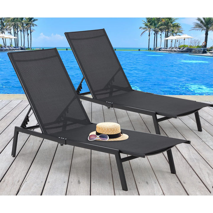 Sirocco Sunloungers - Adjustable - Set of 2 - Black