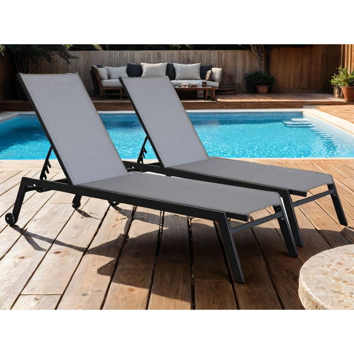 Sirocco Sunloungers - Adjustable - Set of 2 - Black
