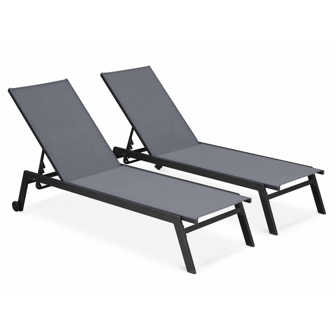 Sirocco Sunloungers - Adjustable - Set of 2 - Black