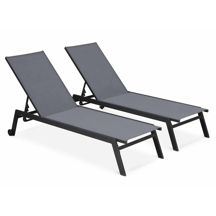 Sirocco Sunloungers - Adjustable - Set of 2 - Black