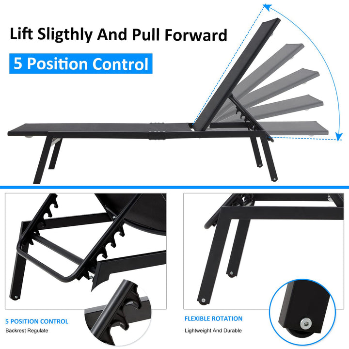 Sirocco Sunloungers - Adjustable - Set of 2 - Black