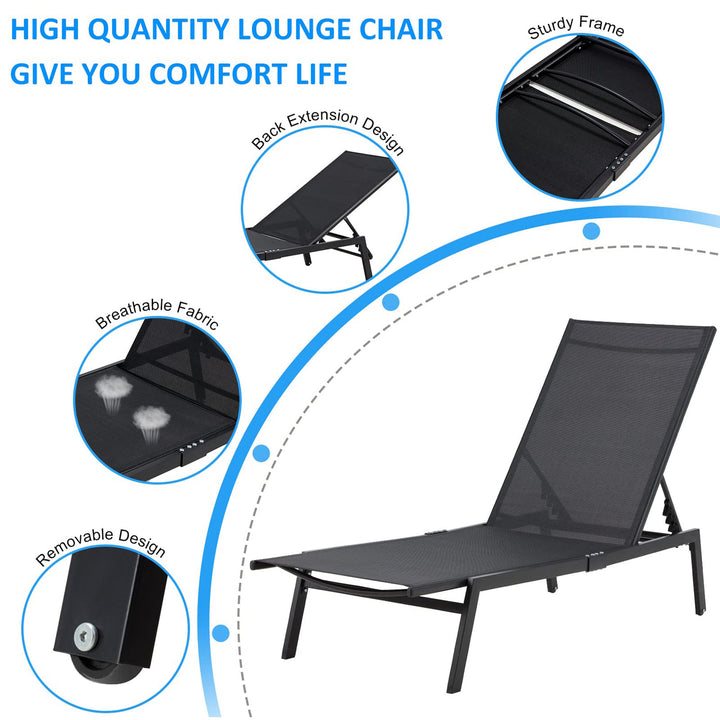 Sirocco Sunloungers - Adjustable - Set of 2 - Black