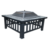 Square Metal Fire Pit / Outdoor Heater - Mesh Lid - 18