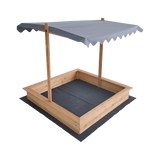 Square Wooden Sandpit with Adjustable Canopy