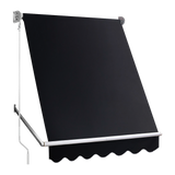2.4m x 2.1m Outdoor Retractable Fixed Pivot Arm Window Awning - Black