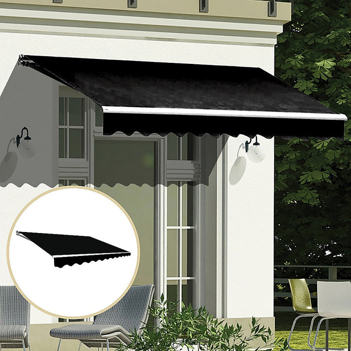 4.0m x 2.5m Outdoor Retractable Folding Arm Awning - Black