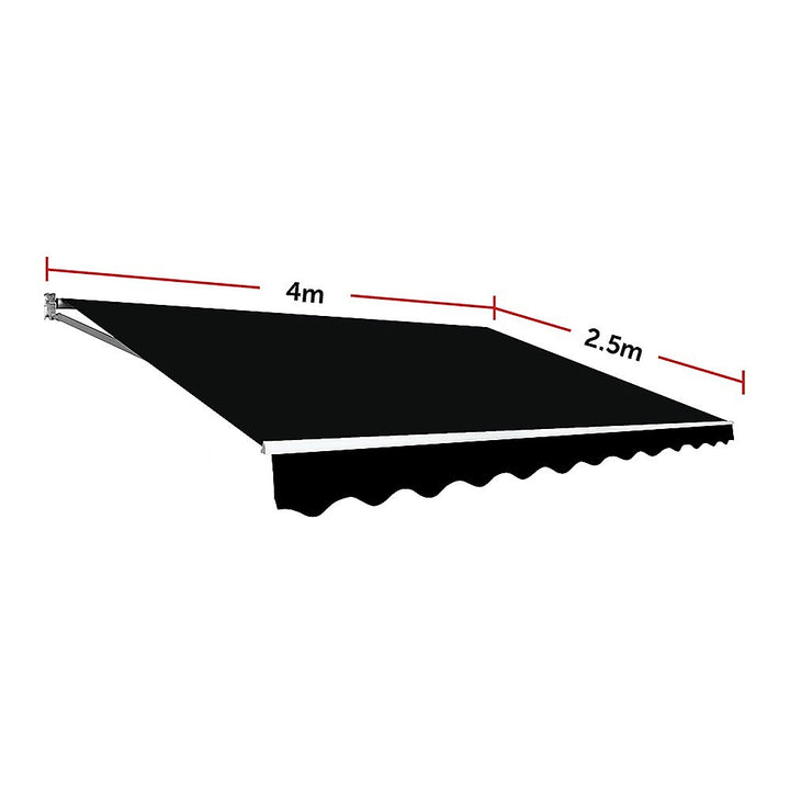 4.0m x 2.5m Outdoor Retractable Folding Arm Awning - Black