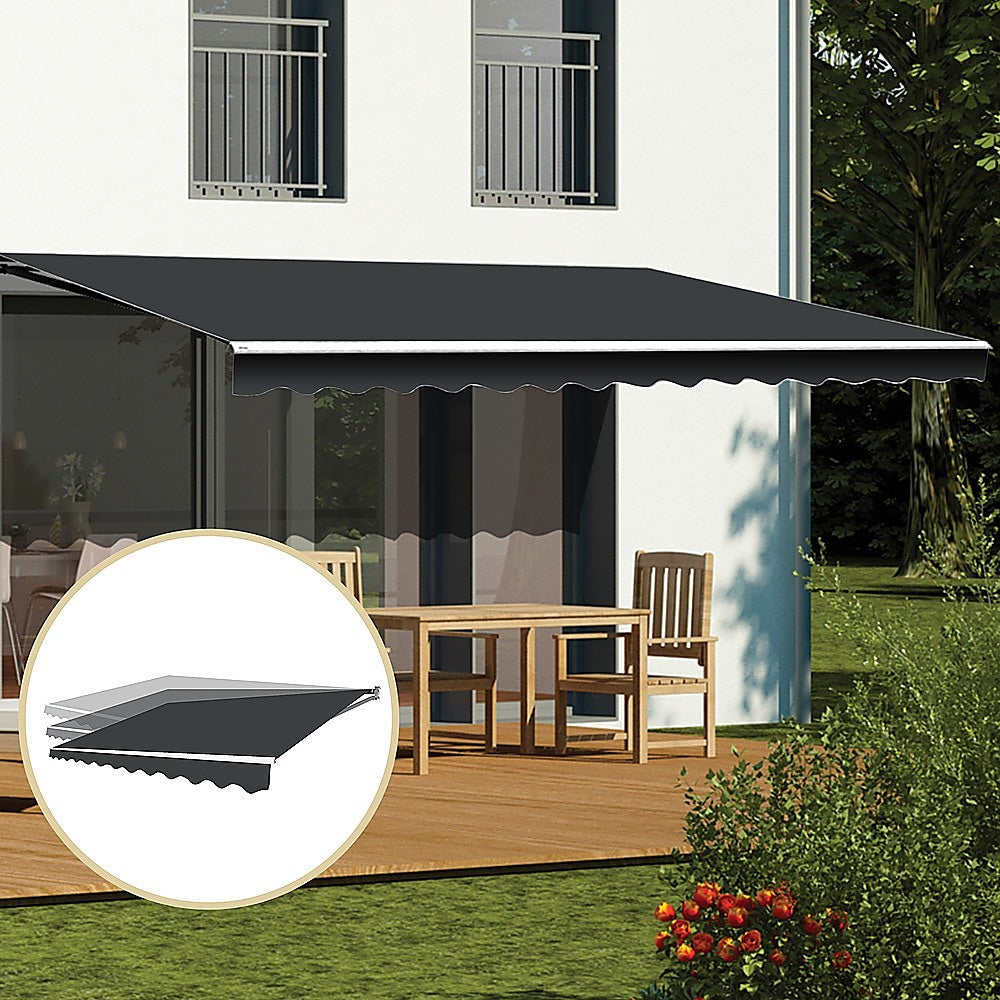 4.0m x 2.5m Motorised Outdoor Folding Arm Awning / Retractable Sunshade - Grey