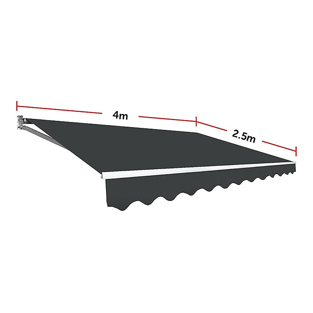4.0m x 2.5m Motorised Outdoor Folding Arm Awning / Retractable Sunshade - Grey
