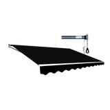 5.0m x 2.5m Outdoor Folding Arm Awning / Retractable Sunshade - Black (Motorised)