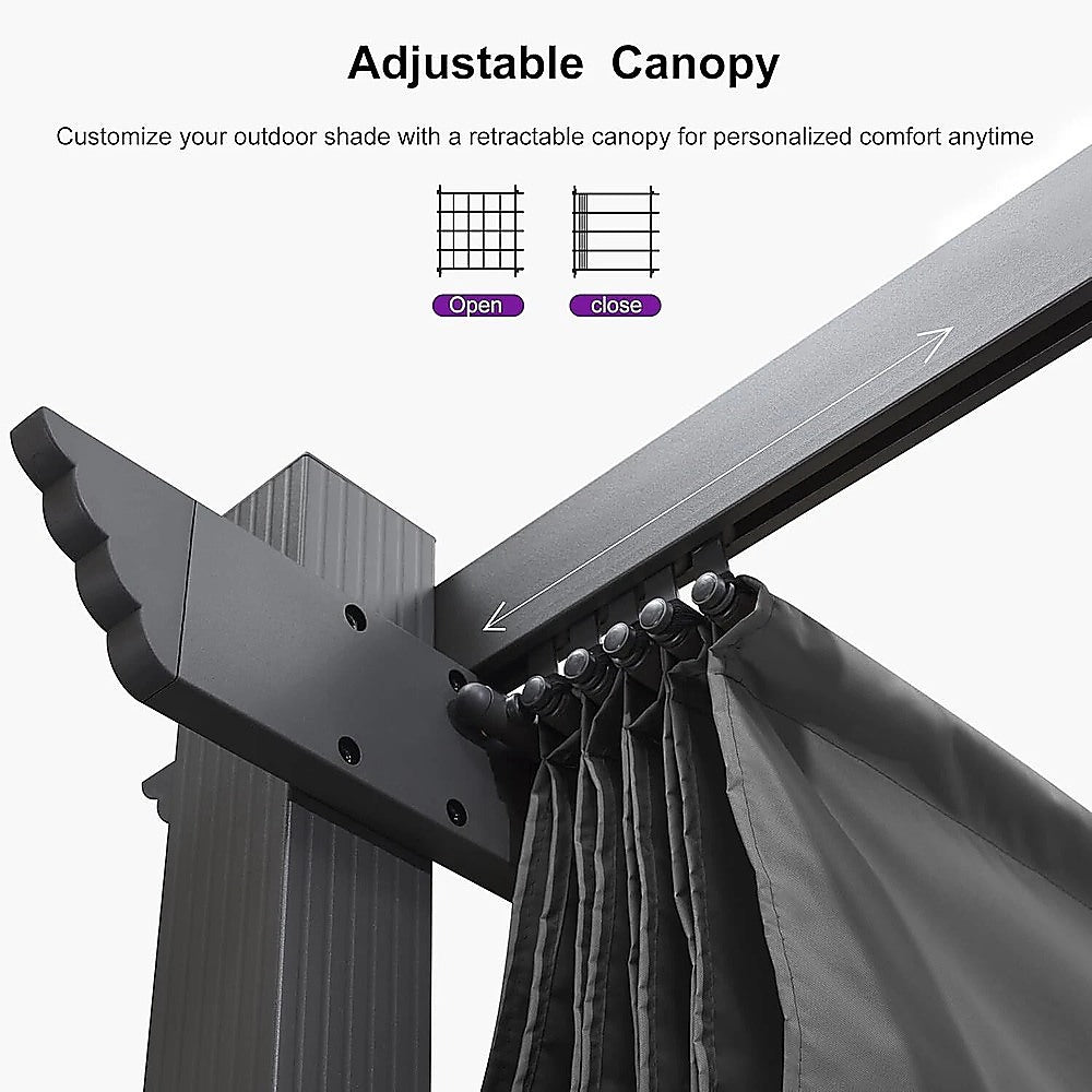 3m x 4m Aluminium Pergola with Retractable Roof