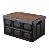 30L Foldable Outdoor Storage Box with Wooden Lid