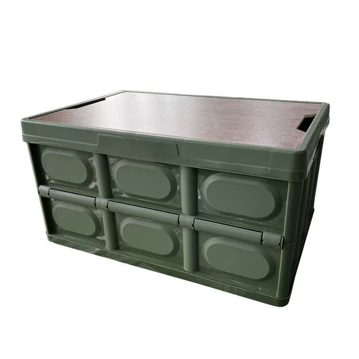 30L Foldable Outdoor Storage Box with Wooden Lid