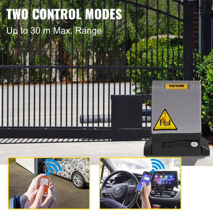 VEVOR Sliding Gate Opener, 1800 KG 4 m, Automatic Sliding Gate with 4 Remote Controllers & APP Control, Electric Rolling Driveway Slide Gate Motor, Complete Gate Operator Hardware Security System Kit