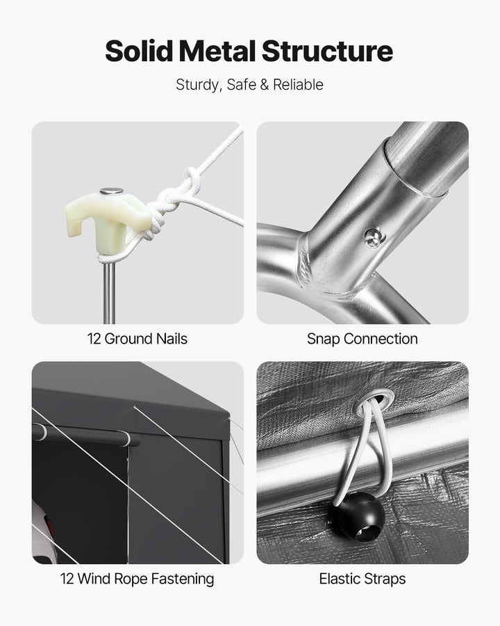 VEVOR Carport Car Canopy 12x20FT Heavy Duty Car Shelter with Sidewalls White