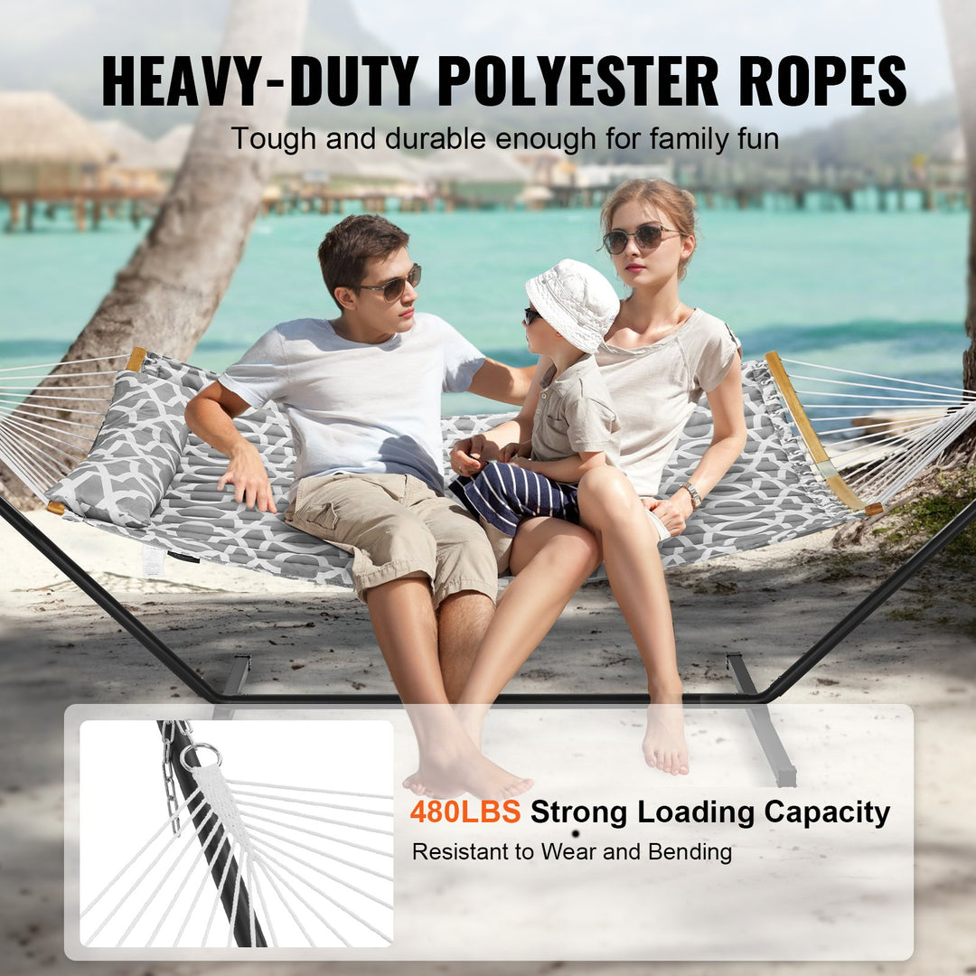 Double Hammock with Stand, Detachable Pillow & Bag