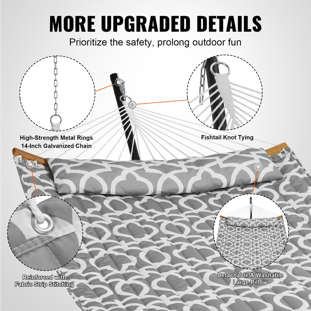 Double Hammock with Stand, Detachable Pillow & Bag