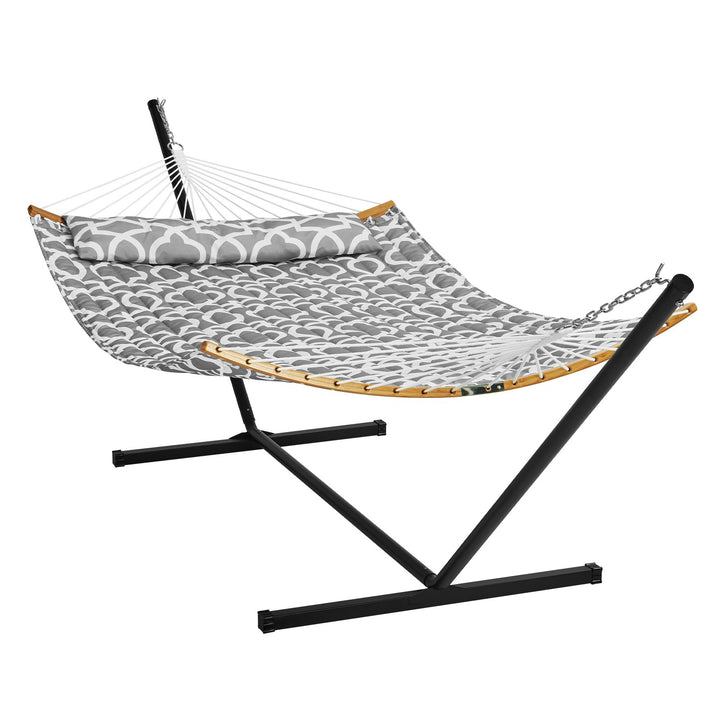 Double Hammock with Stand, Detachable Pillow & Bag