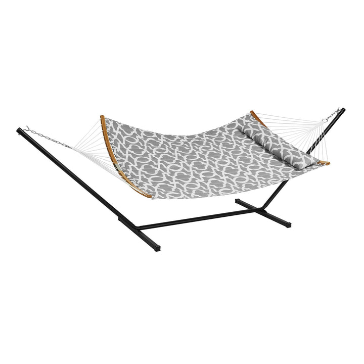 Double Hammock with Stand, Detachable Pillow & Bag