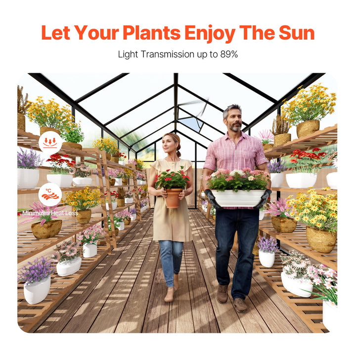Polycarbonate Greenhouse 8 x 12 Ft Outdoor Walk-in Greenhouse for Garden