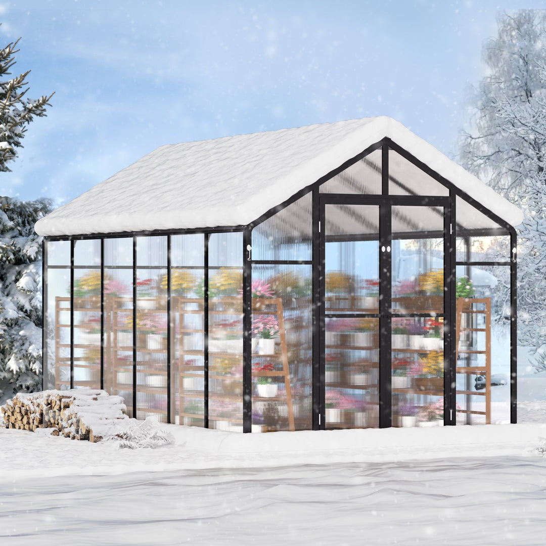Polycarbonate Greenhouse 8 x 12 Ft Outdoor Walk-in Greenhouse for Garden