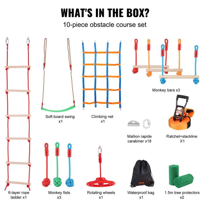 VEVOR Ninja Warrior Obstacle Course - 10 Obstacles