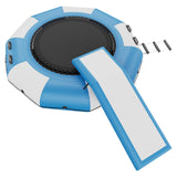 VEVOR Inflatable Water Bouncer, 10ft Recreational Water Trampoline, Portable Bounce Swim Platform with Slide, 3-Step Ladder & Electric Air Pump, Kid Adult Floating Rebounder for Pool Lake Water Sports