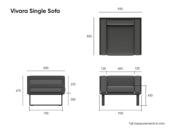 Vivara Sofa - Single (Available in White & Charcoal)
