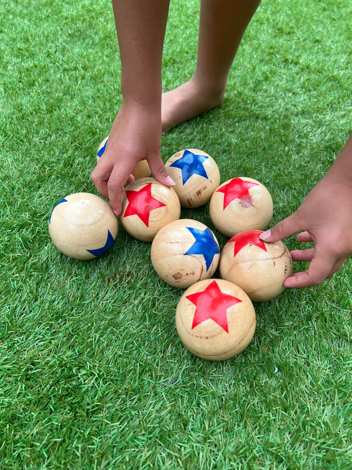 Deluxe 8 Wooden Ball Bowls Bocce Game Set