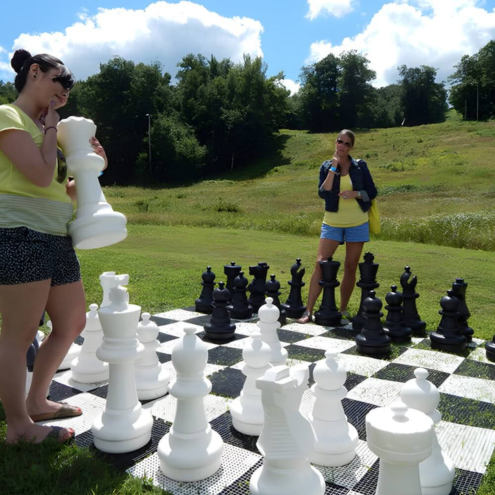 Giant Size Plastic Outdoor Chess Game Set w/Plastic 3m Mat