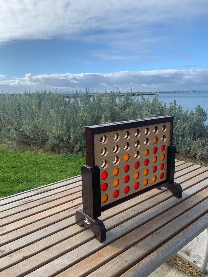 Mini Four In A Row Polished Hardwood 52x16x40cm Outdoor/Indoor Jenjo Boardgame