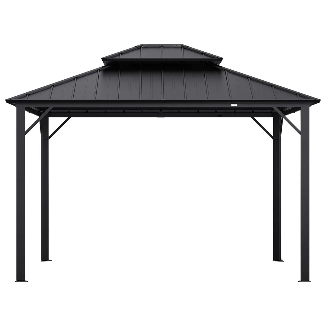 Aspendale 3m x 3.6m Metal Double Hip Roof Gazebo by Yardtopia