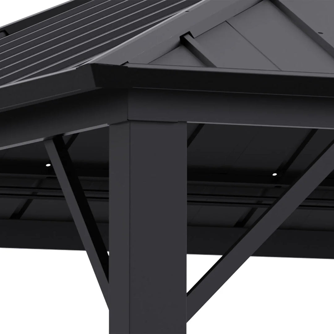 Aspendale 3m x 3.6m Metal Double Hip Roof Gazebo by Yardtopia