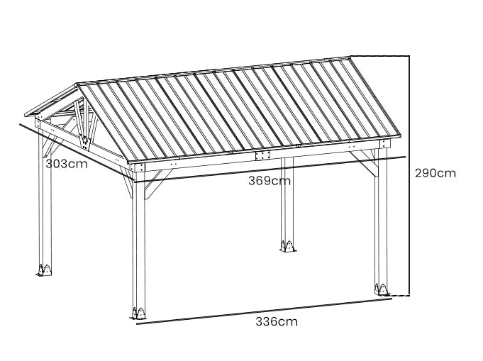 Fremantle 3.6m x 3m Timber & Steel Gable Roof Gazebo by Yardtopia