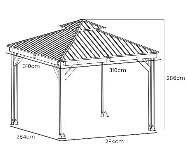 Maryborough 3m x 3m Timber & Steel Double Hip Roof Gazebo - Yardtopia