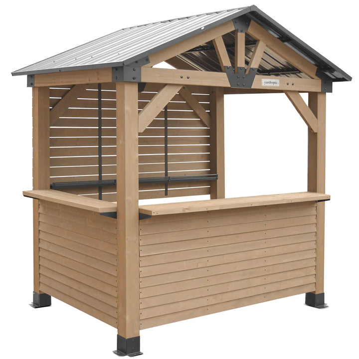 Oslo 2.4m x 1.8m Outdoor Timber & Steel Gable Roof Gazebo - Bar Set by Yardtopia