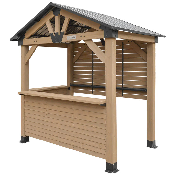 Oslo 2.4m x 1.8m Outdoor Timber & Steel Gable Roof Gazebo - Bar Set by Yardtopia