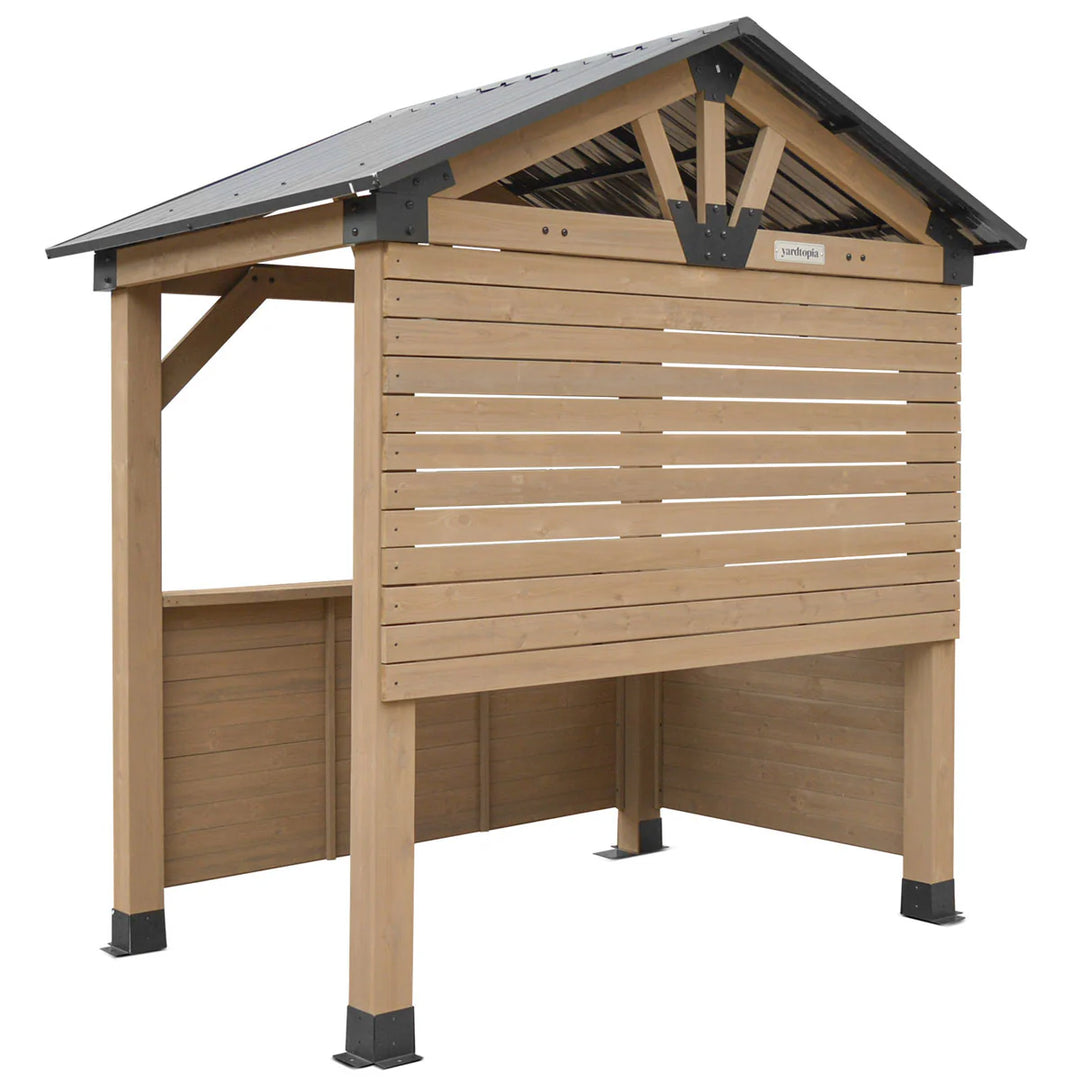 Oslo 2.4m x 1.8m Outdoor Timber & Steel Gable Roof Gazebo - Bar Set by Yardtopia