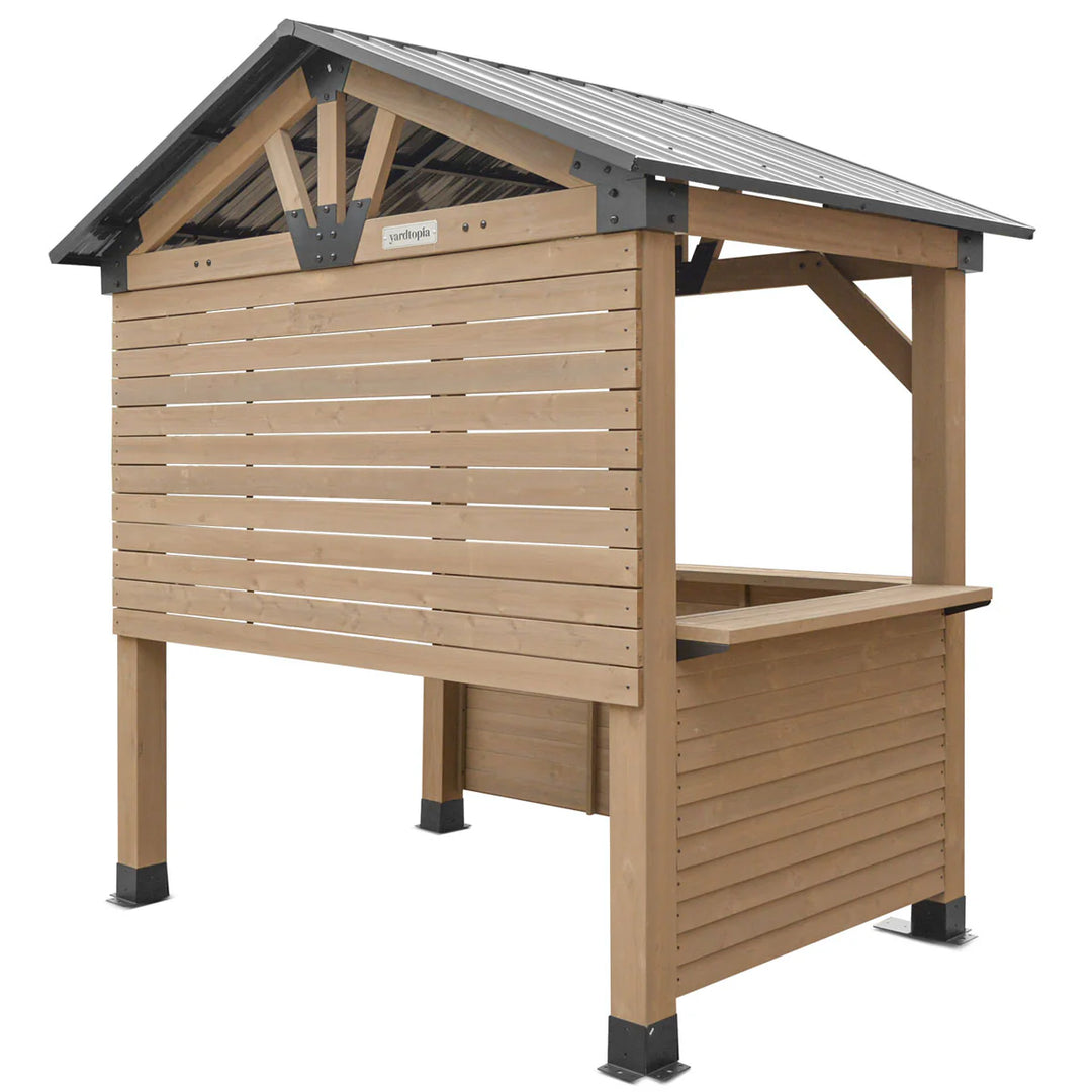 Oslo 2.4m x 1.8m Outdoor Timber & Steel Gable Roof Gazebo - Bar Set by Yardtopia