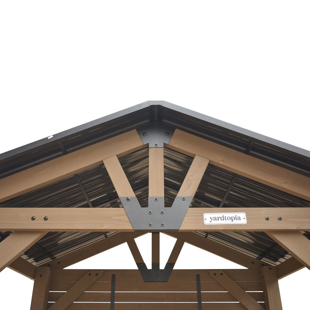 Oslo 2.4m x 1.8m Outdoor Timber & Steel Gable Roof Gazebo - Bar Set by Yardtopia